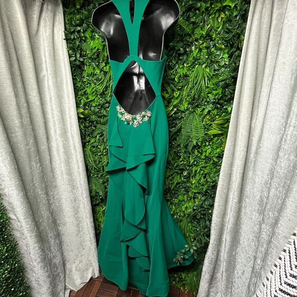 Odrella Women Dress 4 Green Gown Formal Mermaid Tulle‎ Hem Prom Ball 1506 - Picture 10 of 11